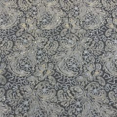 White Color Net Embroidered Fabric