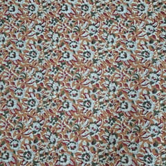 Orange Color Cambric Cotton Kalamkari Printed Fabric