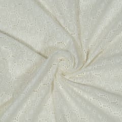 Dyeable Cotton Chikan Embroidered Fabric