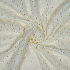 Dyeable Cotton Chikan Embroidered Fabric