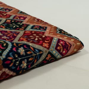 Multi Color Velvet Print with Embroidered Fabric