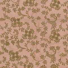 Peach Color Poly Dupion Embroidered Fabric (1 Meter Piece)