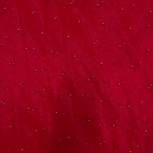 Red Color Pearl  Net Embroidery