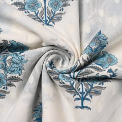 White Color Cambric Cotton Printed Fabric