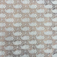 Gold White Color Geometric Dyeable Semi Brocade Fabric