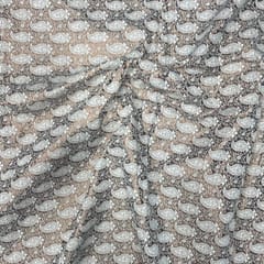 Gold White Color Geometric Dyeable Semi Brocade Fabric