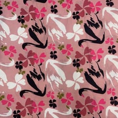 Dark Peach Floral Cotton Linen Printed Fabric