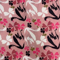 Dark Peach Floral Cotton Linen Printed Fabric