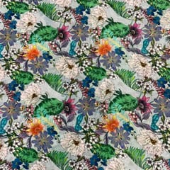 Grey Multicolor Floral Chiffon Printed Fabric