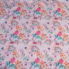 Pink Color Linen Digital Printed Fabric (90 Cm Piece)