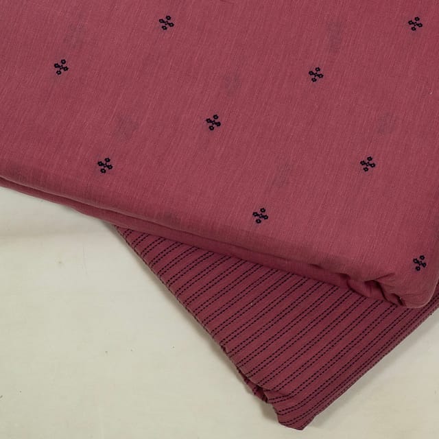 Onion Pink Color Cotton Dobby Fabric Set (5 Mtr.)