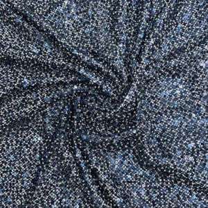 Navy Blue Color Lycra Sequence Fish Net Embroidered Fabric