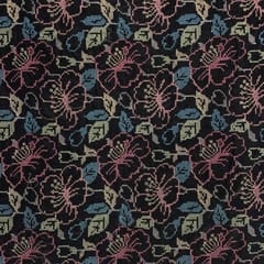 Black Color Floral Velvet Embroidered Fabric