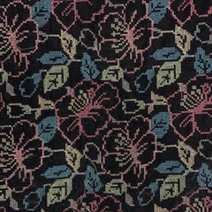 Black Color Floral Velvet Embroidered Fabric