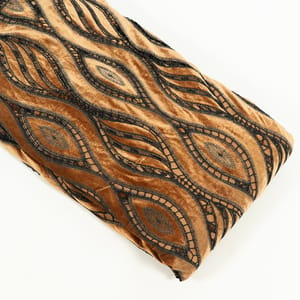 Brown Cutwork Knitted Velvet Fabric