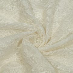 Dyeable Viscose Organza Embroidered Fabric