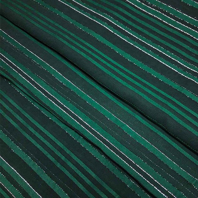 Green Stripes Printed Georgette Fabric