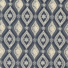 Blue Color Denim Cutwork Embroidered Fabric