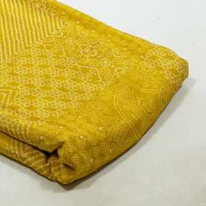 Yellow Color Crepe Printed Fabric