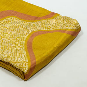 Mustard Color Viscose Habutai Silk Digital Printed Fabric