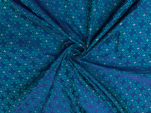 Navy Blue Color Geometric Tanschui Silk Fabric Fabric