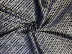 Navy Blue Stripes Semi Brocade Fabric