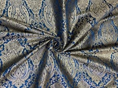 Blue Floral Semi Brocade Fabric