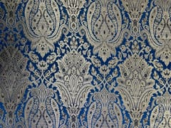 Blue Floral Semi Brocade Fabric