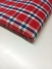 Maroon Blue Yarn Dyed Cotton Check Fabric