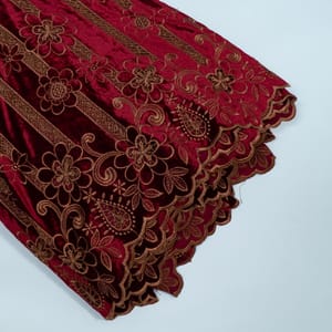 Maroon Color Velvet Cutwork Embroidered Fabric