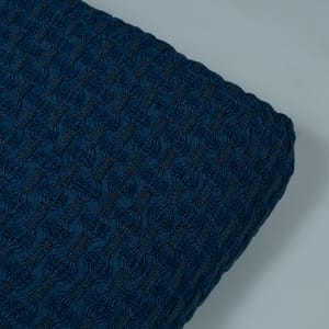 Blue Color Lycra Denim Embroidered Fabric