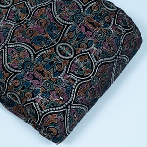 Black Color Velvet Embroidered Fabric