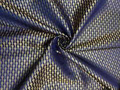 Navy Blue Color Floral Semi Brocade Fabric