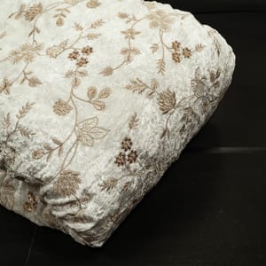 White Dyeable Viscose Velvet Embroidered Fabric