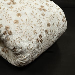 White Dyeable Viscose Velvet Embroidered Fabric