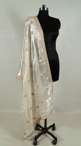 White Color Velvet Embroidery Dupatta