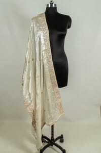 White Color Velvet Embroidery Dupatta