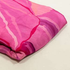 Hot Pink Color Crepe Printed Fabric (1Meter Piece)