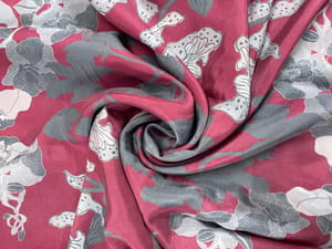 Pink Floral Medium Silk Fabric