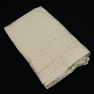 Off White Color Dyeable Cotton Chikan Embroidered Fabric