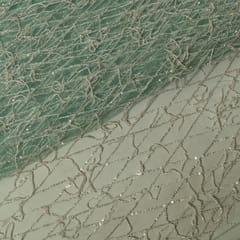 Sea Green Color Net Embroidered Fabric