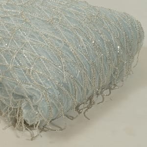 Sky Blue Color Net Embroidered Fabric