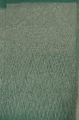 Sea Green Color Net Embroidered Fabric