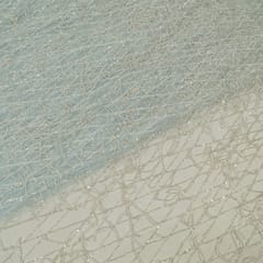 Sky Blue Color Net Embroidered Fabric