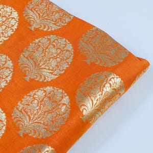 Orange Color Marigold Brocade fabric (1Meter Piece)