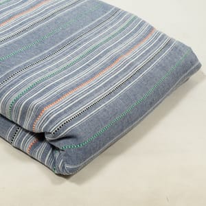 Blue Color Chambrey Dobby Stripes Fabric