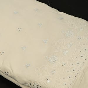 Off White Color Dyeable Cotton Embroidered Fabric