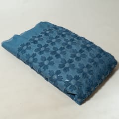 Light Blue Color Denim Embroidered Fabric