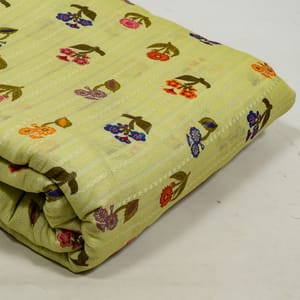 Lemon Color Cotton Leno Floral Digital Printed Fabric