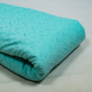 Sky Blue Color Cotton Chikan Embroidered Fabric